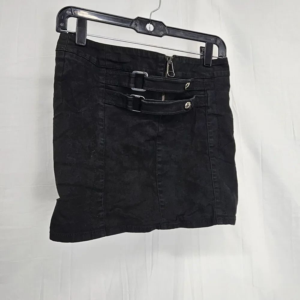 Versus Versace Black Buckle Front Black Gotchic Mini Skirt Women's 26/40